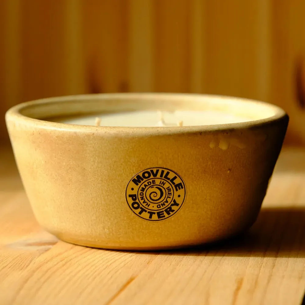 Natural Candle in Pottery Bowl ~ 'Triple Wick'
