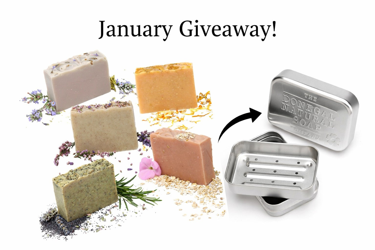 **January Special ** - 5 x Natural Palm Oil Free Soaps & FREE Travel Tin