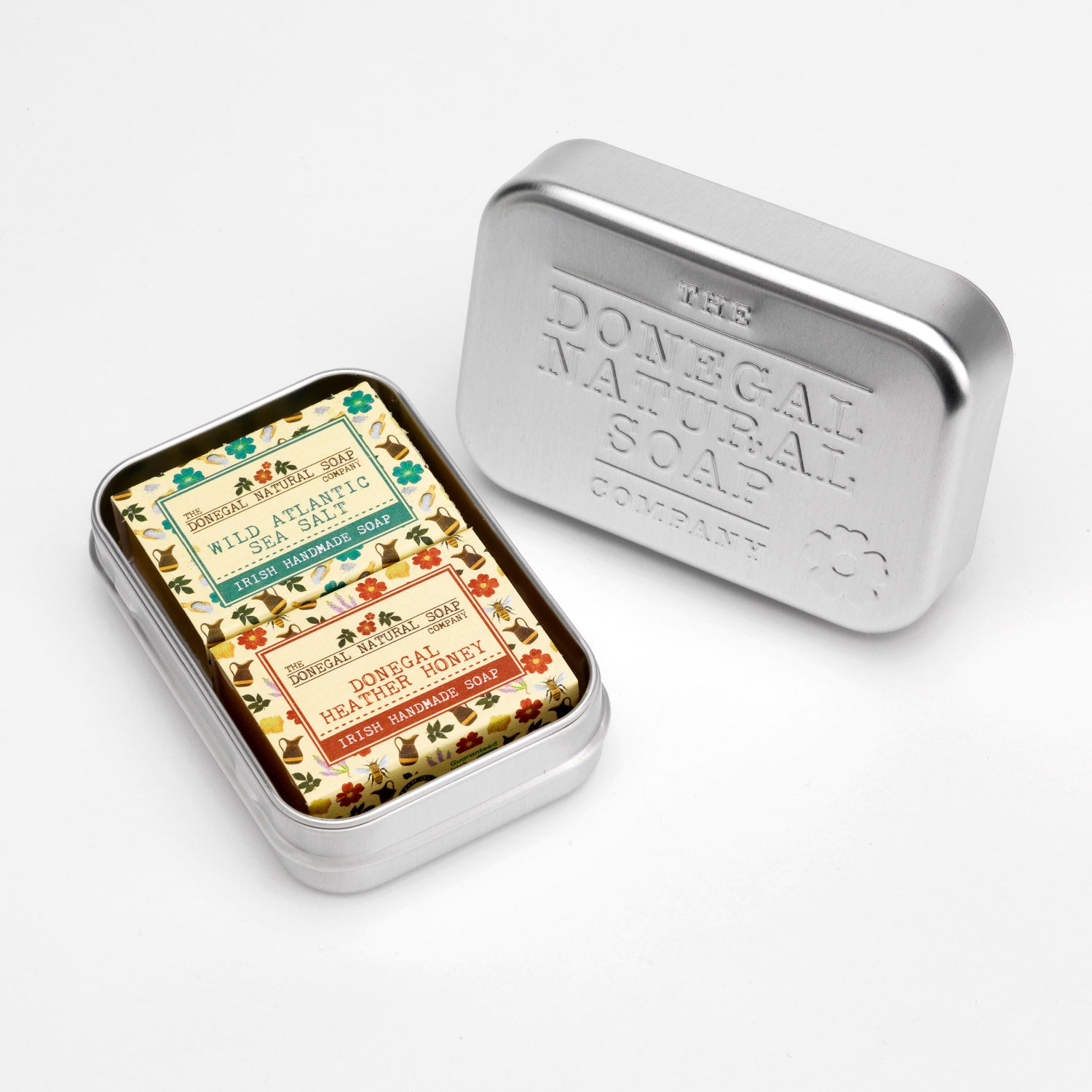 Donegal Natural Soap 3-Piece Tin with 2 Soaps (40g)