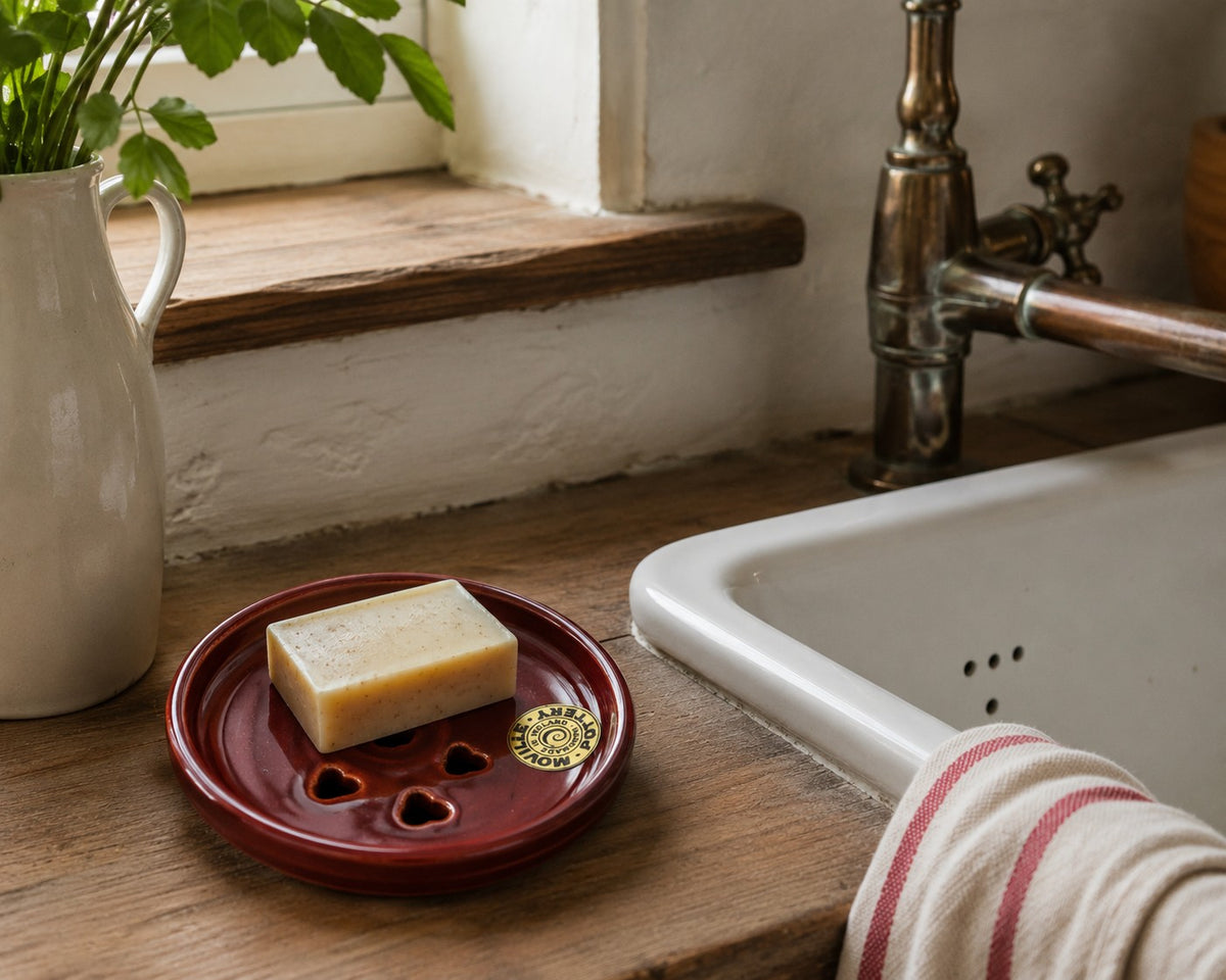 Moville Pottery Soap Dish | Burgundy