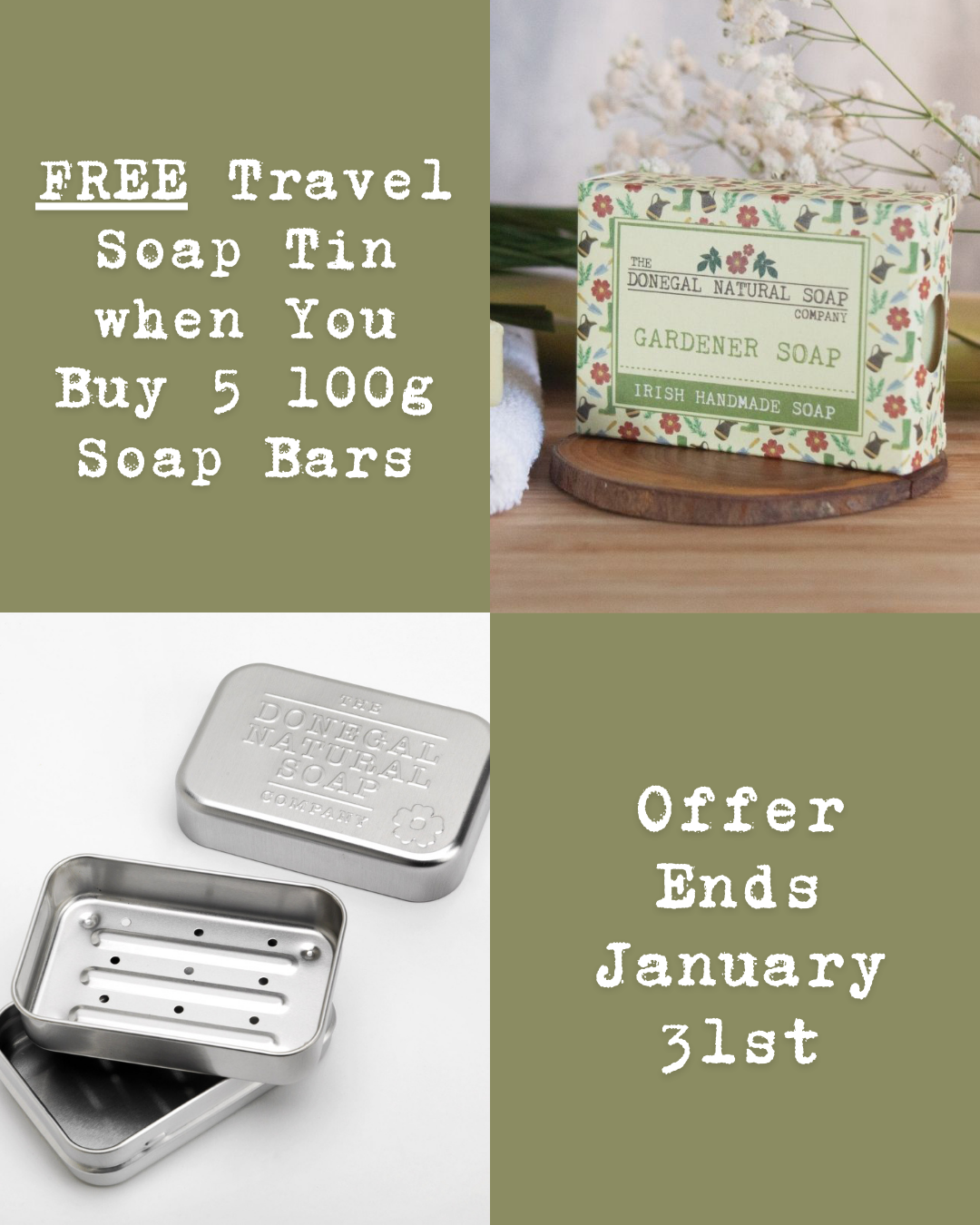 January Sale - Free Soap Tin with 5 Soaps