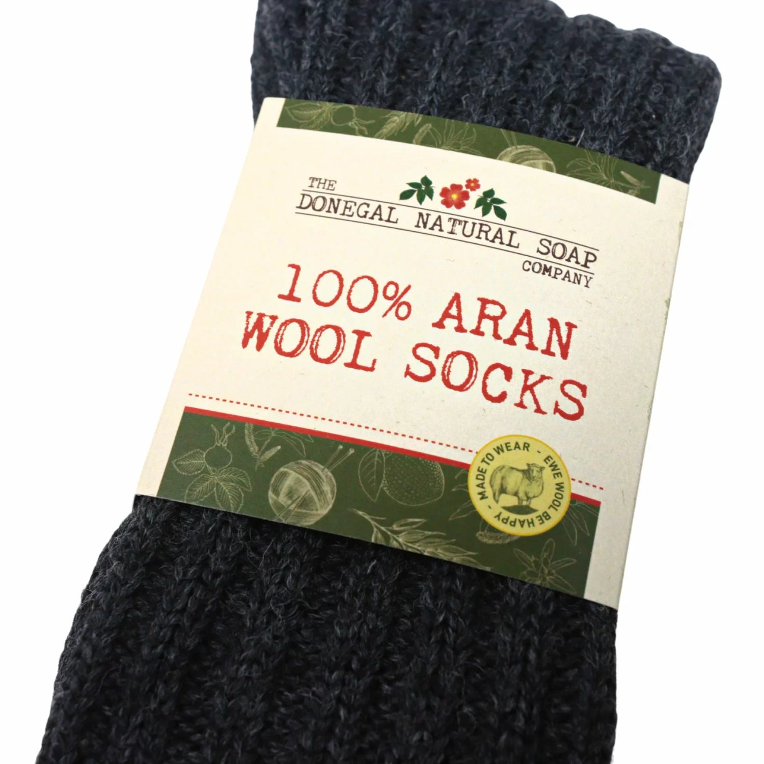 Donegal Socks | 100% Aran | Grasmere Square Charcoal