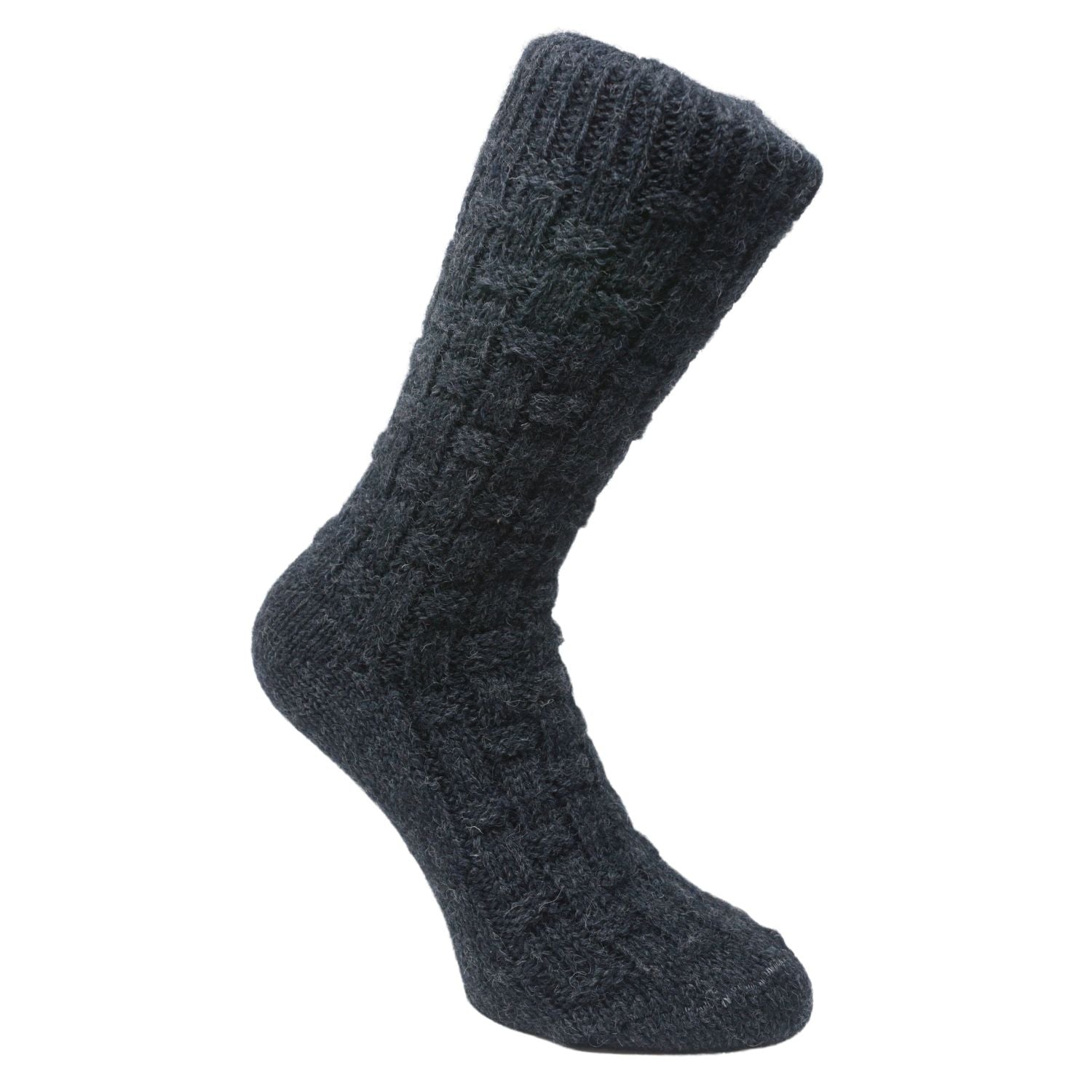 Donegal Socks | 100% Aran | Charcoal Square Weave