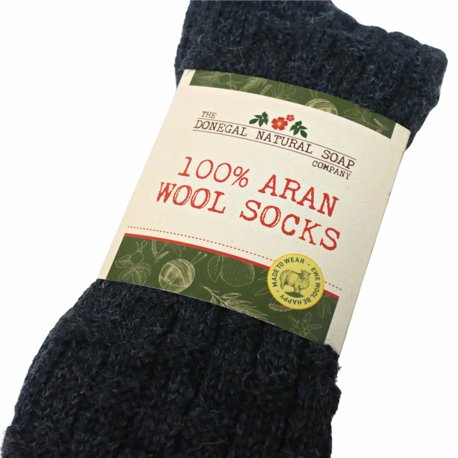 Donegal Socks | 100% Aran | Charcoal Square Weave