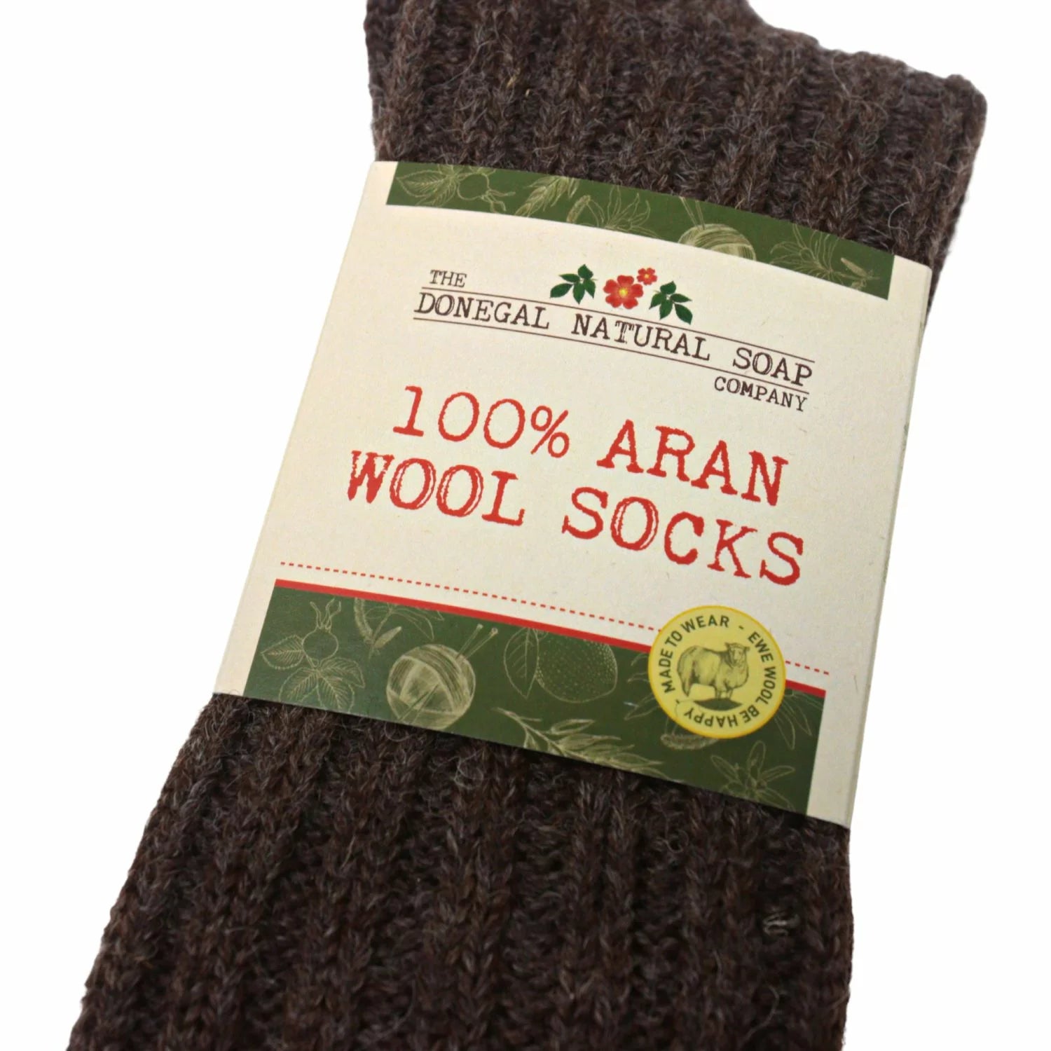 Donegal Socks | 100% Aran | Peat